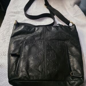 Chic Black Embossed Shoulder Bag